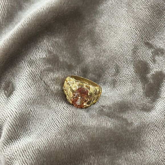 Mens Solitaire Champagne Cz Yellow Gold Plated Wedding Rings Gift Ring size 8/9 - Picture 12 of 17